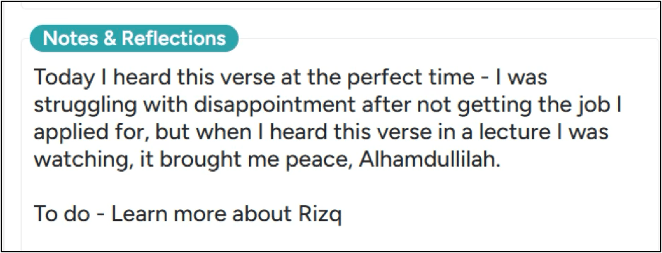 Example of spiritual growth notes